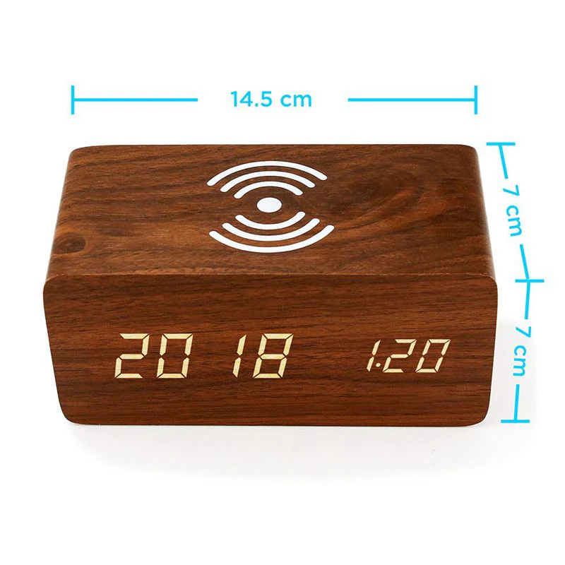 Radio Réveil Chargeur QI HP Bluetooth (Marron) – Image 5