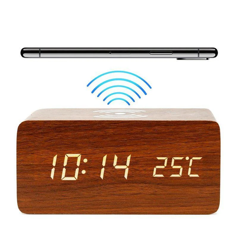 Radio Réveil Chargeur QI HP Bluetooth (Marron) – Image 6