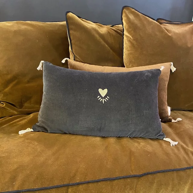 Coussin Brodé en Velours 30×50
