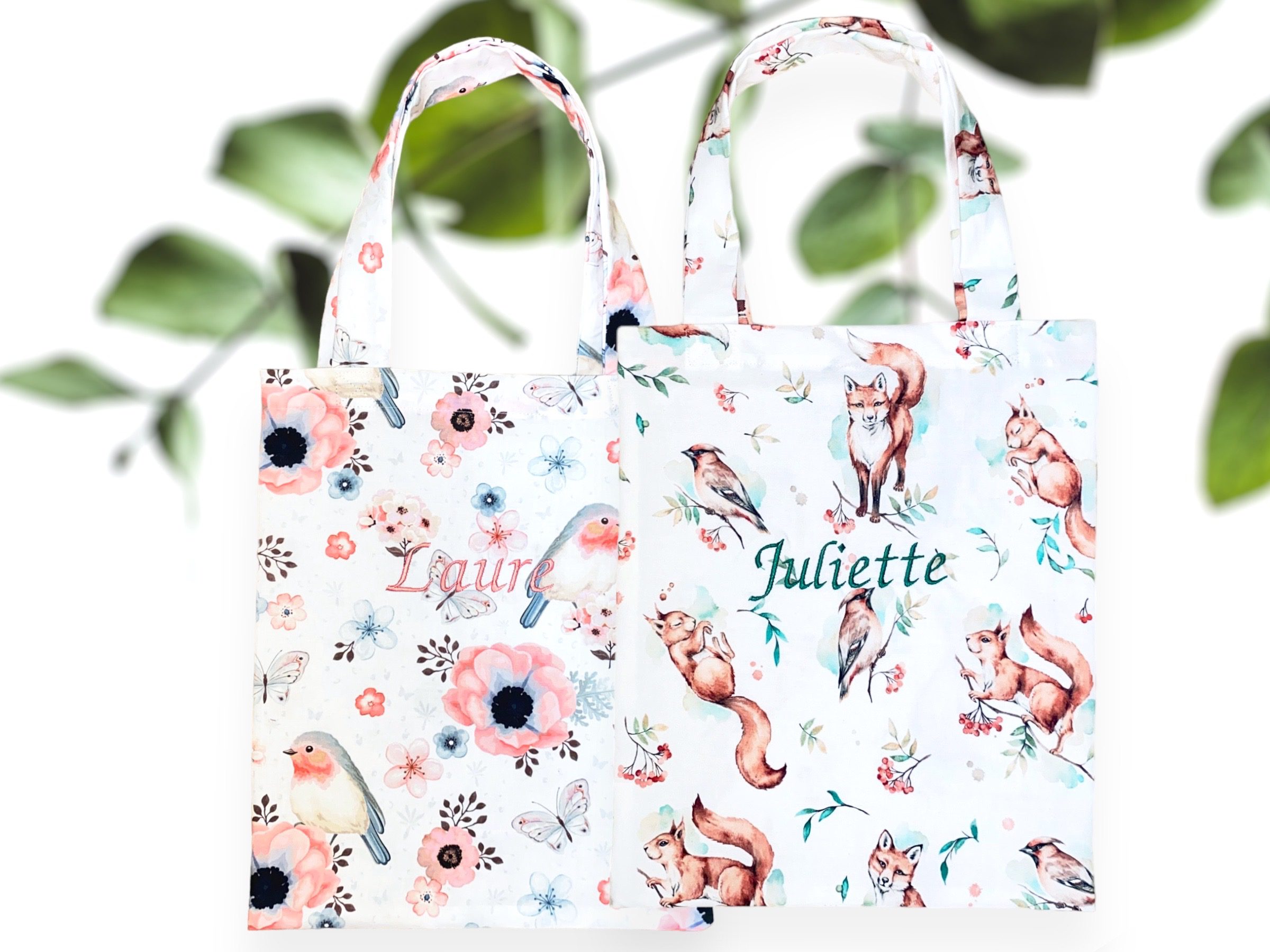 Tote bag brodé prénom, personnalisé, taille grande, 50 coloris